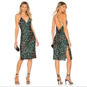 Superdown Green Leopard Paloma Cowl Back Slip Dress